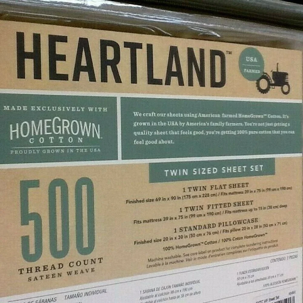 brand new KHAKI Heartland 500 TC Wrinkle Resistant 100% Cotton TWIN Sheet Set